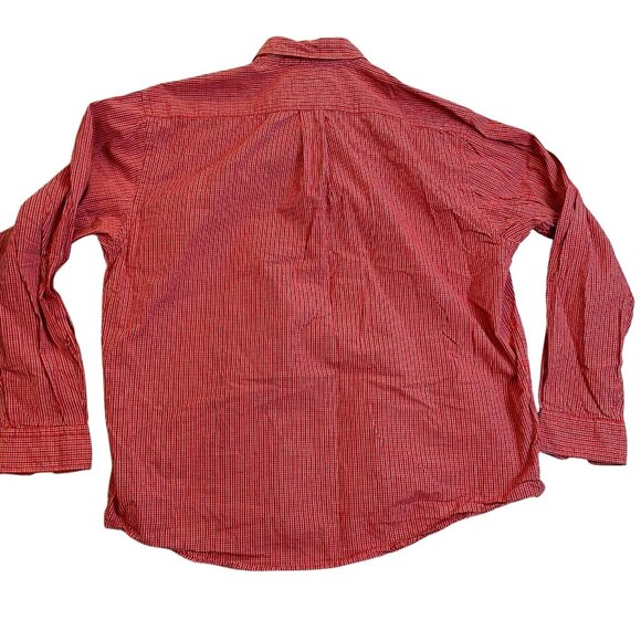 Eddie Bauer Mens Shirt L Red & White Plaid Long Sleeve Button-Up 100% Cotton - Picture 2 of 9